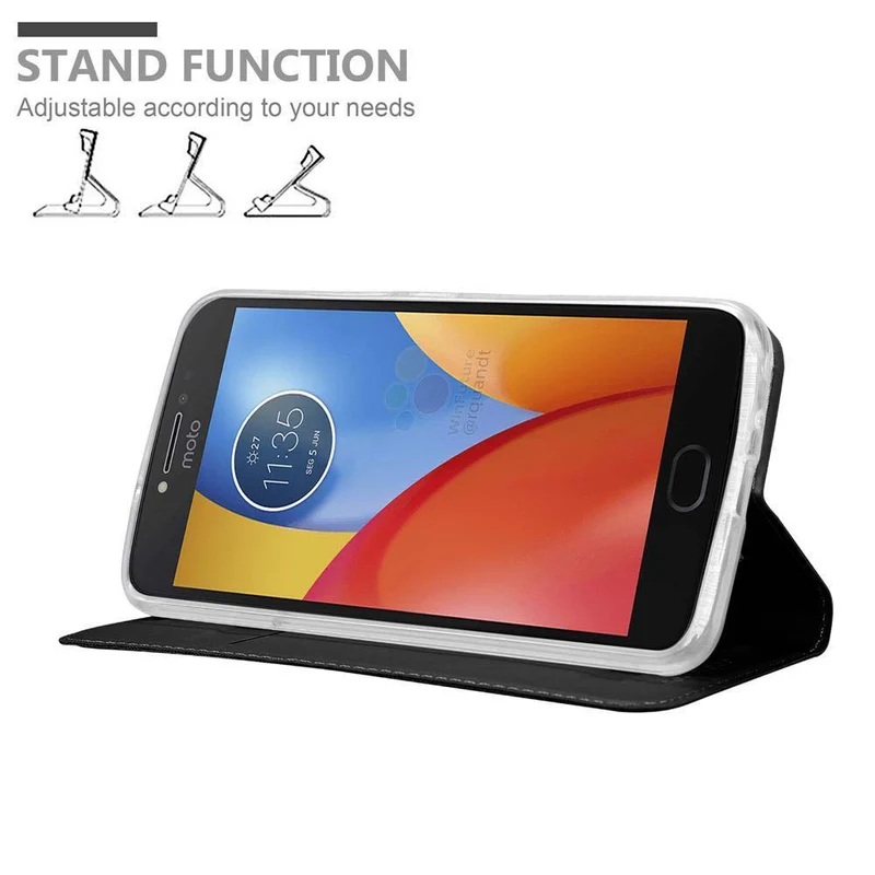 Cadorabo Hülle kompatibel mit Motorola MOTO E4 Schutzhülle mit Magnetverschluss, Standfunktion und Kartenfach