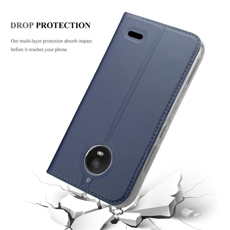 Cadorabo Hülle kompatibel mit Motorola MOTO E4 Schutzhülle mit Magnetverschluss, Standfunktion und Kartenfach