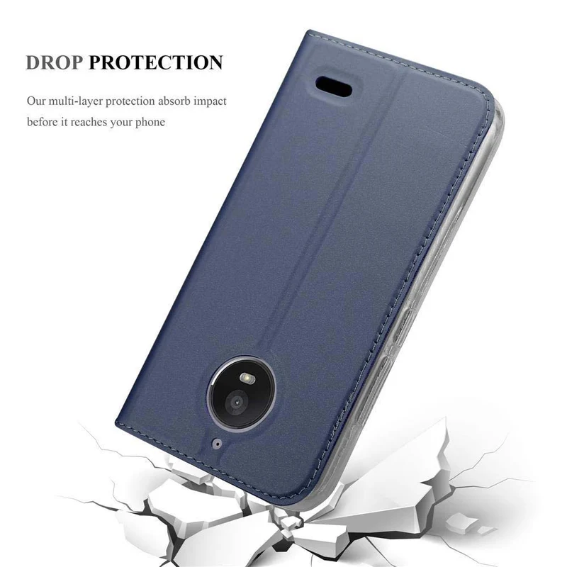 Cadorabo Hülle kompatibel mit Motorola MOTO E4 Schutzhülle mit Magnetverschluss, Standfunktion und Kartenfach