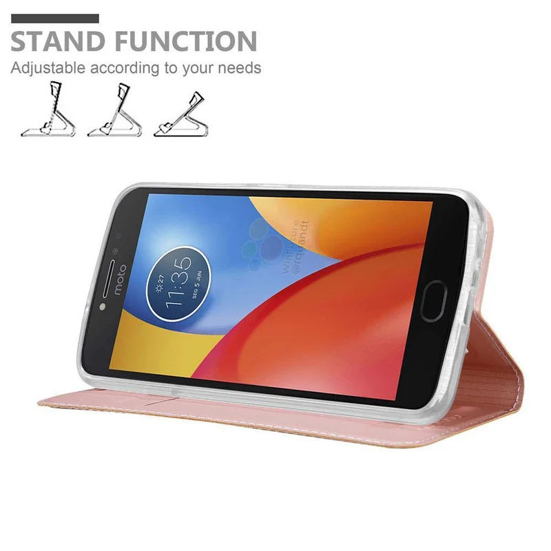 Cadorabo Hülle kompatibel mit Motorola MOTO E4 Schutzhülle mit Magnetverschluss, Standfunktion und Kartenfach