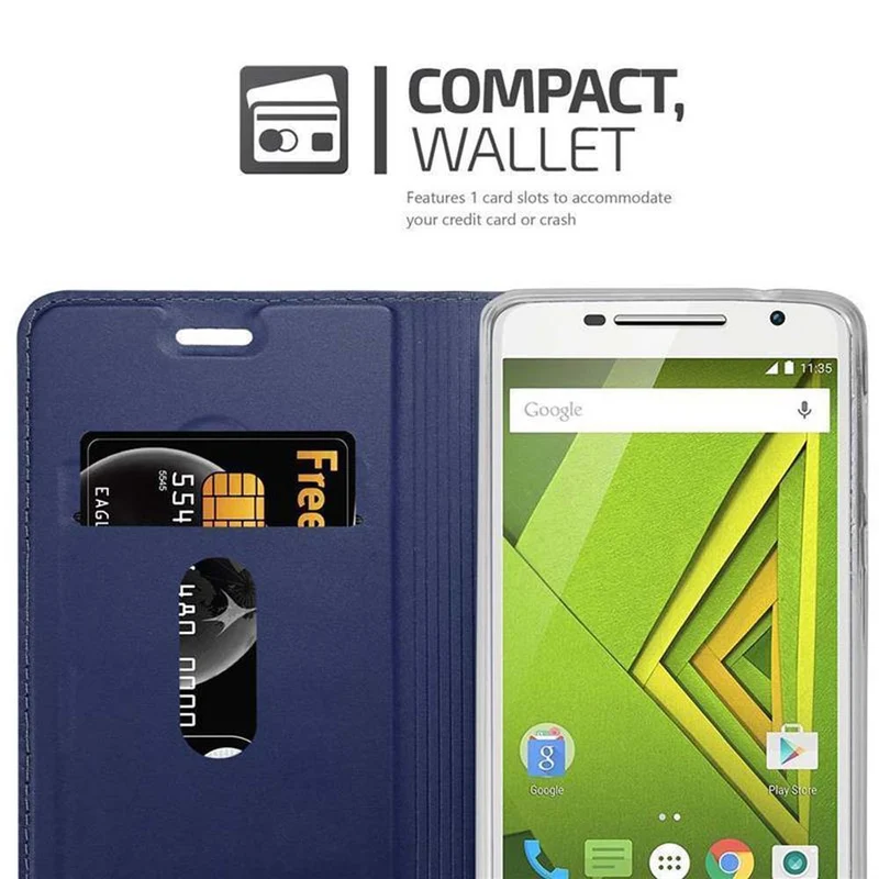 Cadorabo Hülle kompatibel mit Motorola MOTO X PLAY Schutzhülle mit Magnetverschluss, Standfunktion und Kartenfach