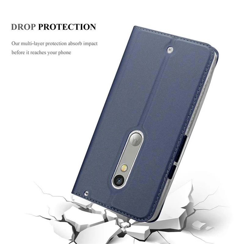 Cadorabo Hülle kompatibel mit Motorola MOTO X PLAY Schutzhülle mit Magnetverschluss, Standfunktion und Kartenfach