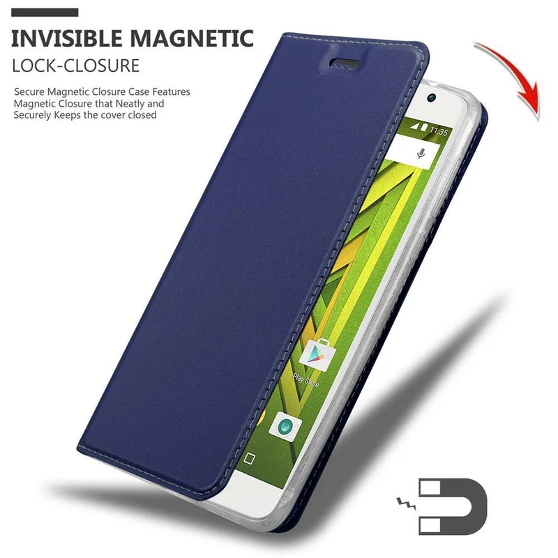 Cadorabo Hülle kompatibel mit Motorola MOTO X PLAY Schutzhülle mit Magnetverschluss, Standfunktion und Kartenfach