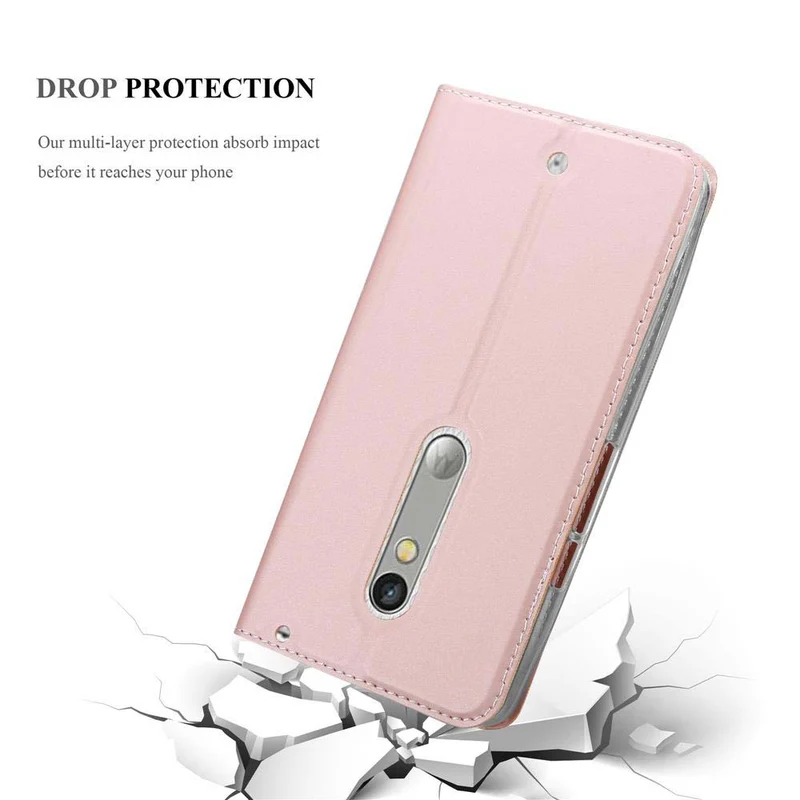 Cadorabo Hülle kompatibel mit Motorola MOTO X PLAY Schutzhülle mit Magnetverschluss, Standfunktion und Kartenfach