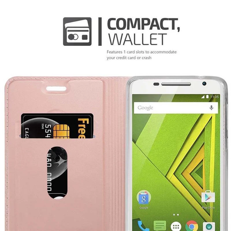 Cadorabo Hülle kompatibel mit Motorola MOTO X PLAY Schutzhülle mit Magnetverschluss, Standfunktion und Kartenfach