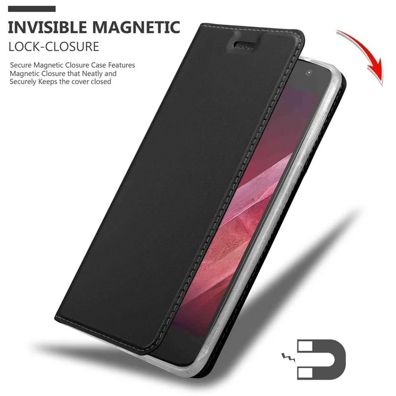 Cadorabo Hülle kompatibel mit Motorola MOTO Z2 PLAY / Z2 FORCE Schutzhülle mit Magnetverschluss, Standfunktion und Kartenfach
