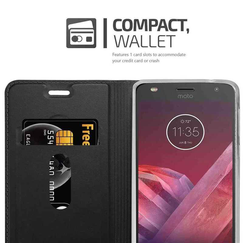 Cadorabo Hülle kompatibel mit Motorola MOTO Z2 PLAY / Z2 FORCE Schutzhülle mit Magnetverschluss, Standfunktion und Kartenfach