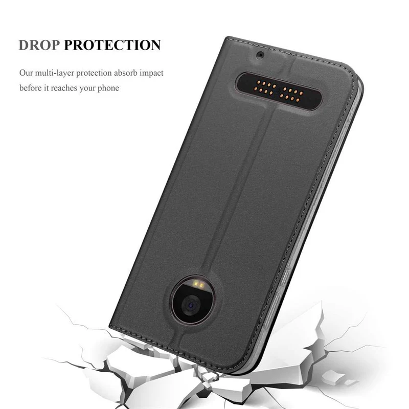 Cadorabo Hülle kompatibel mit Motorola MOTO Z2 PLAY / Z2 FORCE Schutzhülle mit Magnetverschluss, Standfunktion und Kartenfach