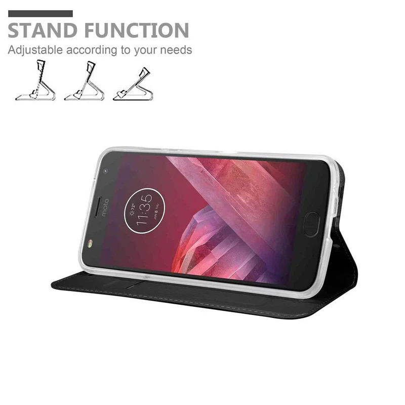 Cadorabo Hülle kompatibel mit Motorola MOTO Z2 PLAY / Z2 FORCE Schutzhülle mit Magnetverschluss, Standfunktion und Kartenfach