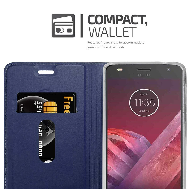 Cadorabo Hülle kompatibel mit Motorola MOTO Z2 PLAY / Z2 FORCE Schutzhülle mit Magnetverschluss, Standfunktion und Kartenfach