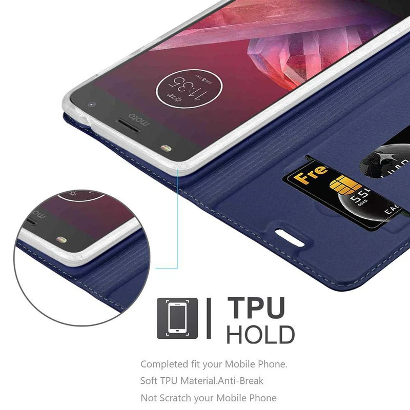 Cadorabo Hülle kompatibel mit Motorola MOTO Z2 PLAY / Z2 FORCE Schutzhülle mit Magnetverschluss, Standfunktion und Kartenfach