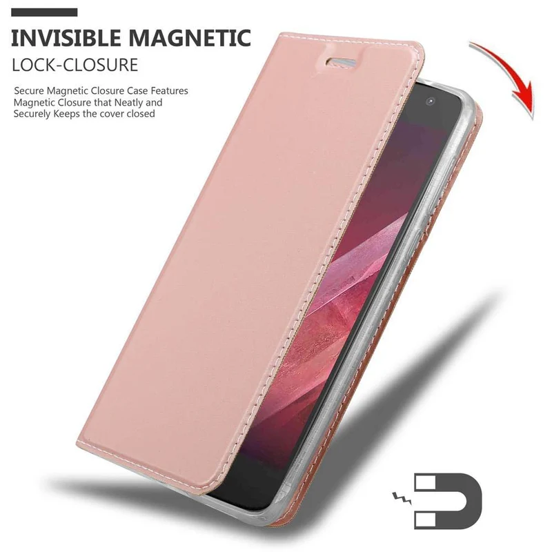 Cadorabo Hülle kompatibel mit Motorola MOTO Z2 PLAY / Z2 FORCE Schutzhülle mit Magnetverschluss, Standfunktion und Kartenfach