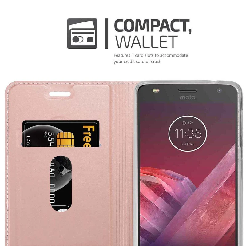 Cadorabo Hülle kompatibel mit Motorola MOTO Z2 PLAY / Z2 FORCE Schutzhülle mit Magnetverschluss, Standfunktion und Kartenfach