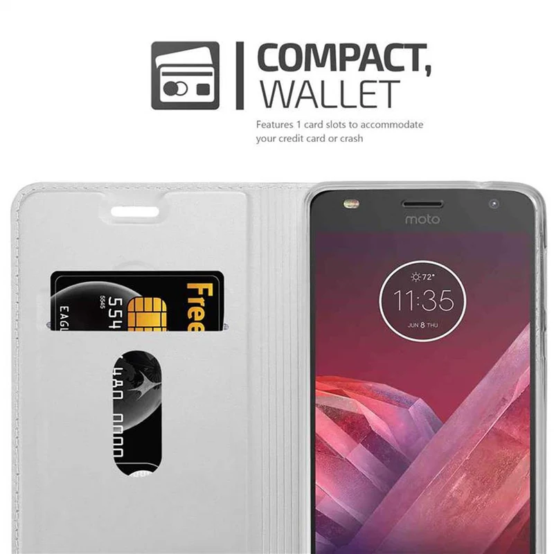 Cadorabo Hülle kompatibel mit Motorola MOTO Z2 PLAY / Z2 FORCE Schutzhülle mit Magnetverschluss, Standfunktion und Kartenfach