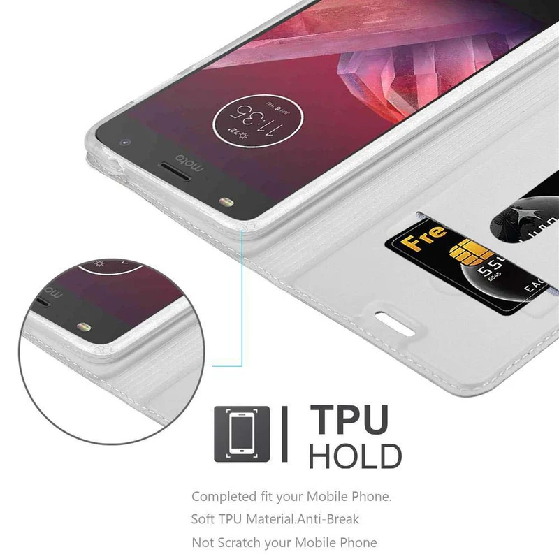 Cadorabo Hülle kompatibel mit Motorola MOTO Z2 PLAY / Z2 FORCE Schutzhülle mit Magnetverschluss, Standfunktion und Kartenfach