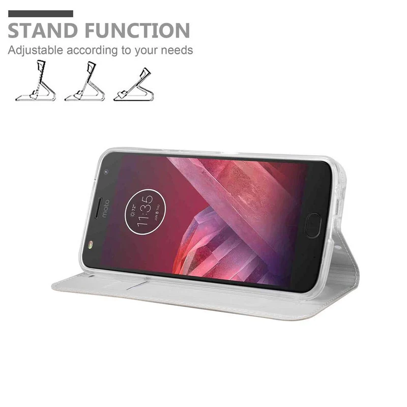 Cadorabo Hülle kompatibel mit Motorola MOTO Z2 PLAY / Z2 FORCE Schutzhülle mit Magnetverschluss, Standfunktion und Kartenfach