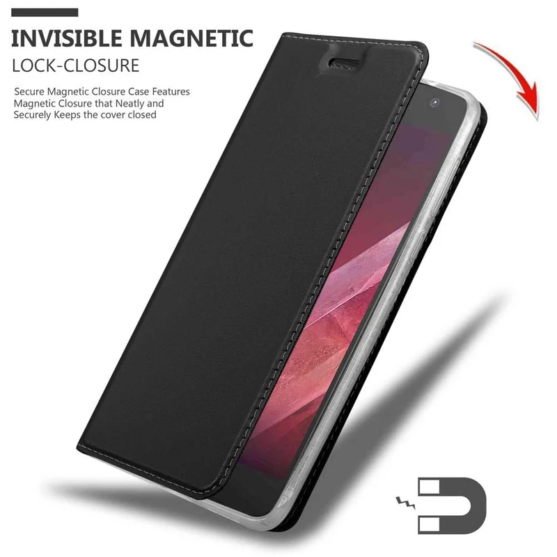 Cadorabo Hülle kompatibel mit Motorola MOTO Z2 Schutzhülle mit Magnetverschluss, Standfunktion und Kartenfach