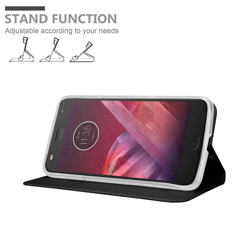 Cadorabo Hülle kompatibel mit Motorola MOTO Z2 Schutzhülle mit Magnetverschluss, Standfunktion und Kartenfach