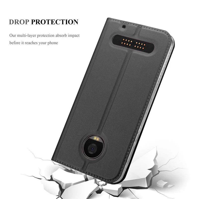 Cadorabo Hülle kompatibel mit Motorola MOTO Z2 Schutzhülle mit Magnetverschluss, Standfunktion und Kartenfach