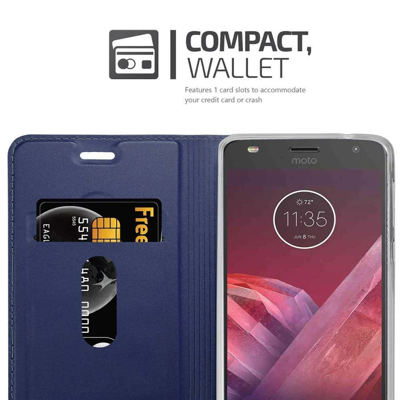 Cadorabo Hülle kompatibel mit Motorola MOTO Z2 Schutzhülle mit Magnetverschluss, Standfunktion und Kartenfach