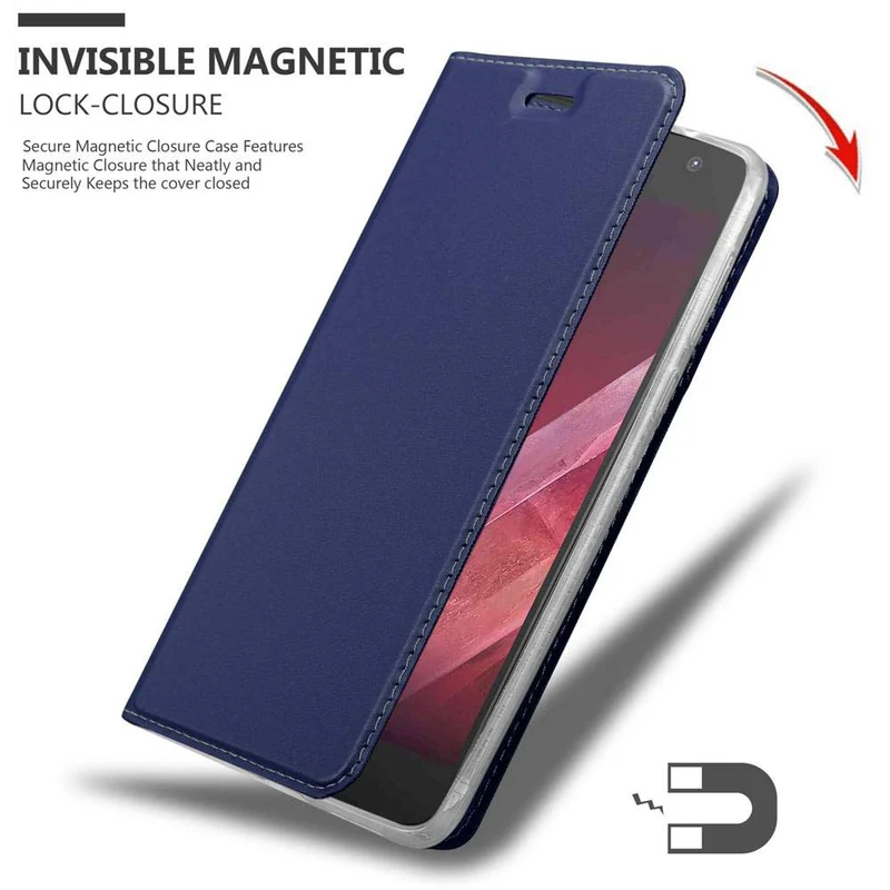 Cadorabo Hülle kompatibel mit Motorola MOTO Z2 Schutzhülle mit Magnetverschluss, Standfunktion und Kartenfach