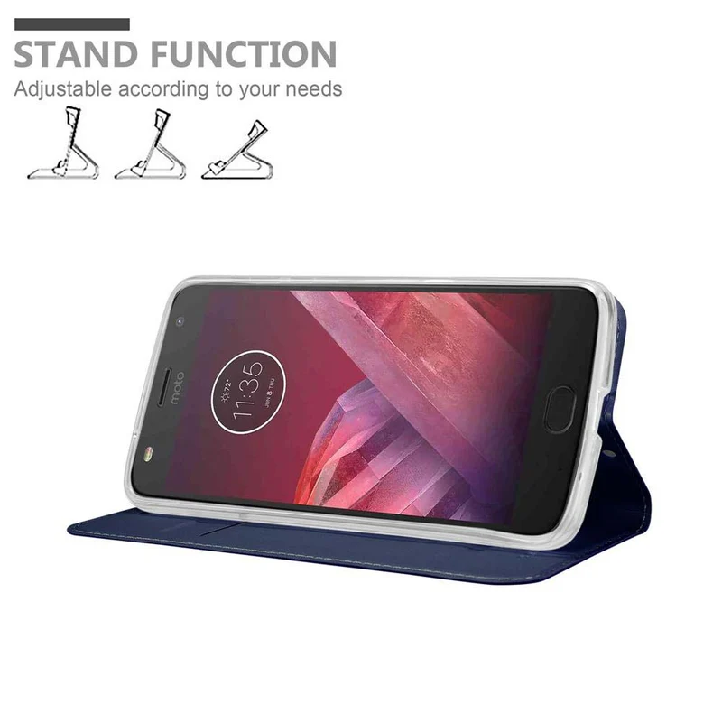 Cadorabo Hülle kompatibel mit Motorola MOTO Z2 Schutzhülle mit Magnetverschluss, Standfunktion und Kartenfach