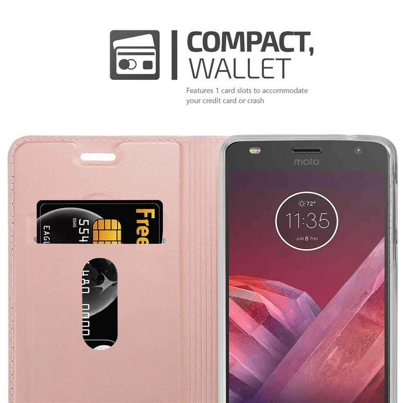Cadorabo Hülle kompatibel mit Motorola MOTO Z2 Schutzhülle mit Magnetverschluss, Standfunktion und Kartenfach