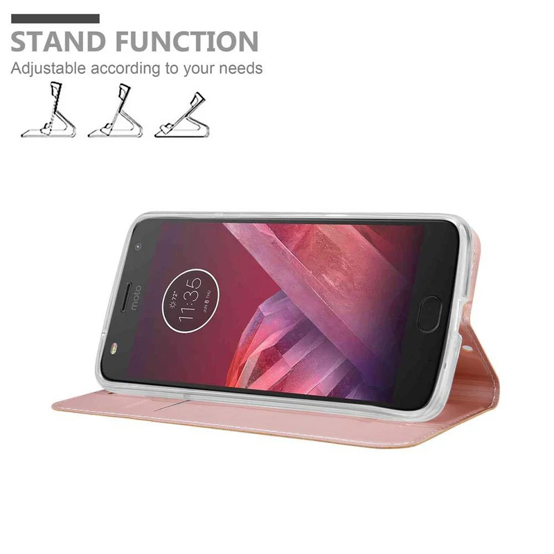 Cadorabo Hülle kompatibel mit Motorola MOTO Z2 Schutzhülle mit Magnetverschluss, Standfunktion und Kartenfach