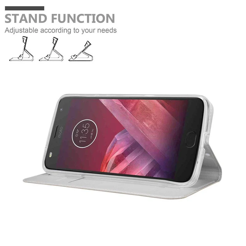 Cadorabo Hülle kompatibel mit Motorola MOTO Z2 Schutzhülle mit Magnetverschluss, Standfunktion und Kartenfach