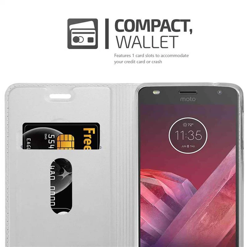 Cadorabo Hülle kompatibel mit Motorola MOTO Z2 Schutzhülle mit Magnetverschluss, Standfunktion und Kartenfach