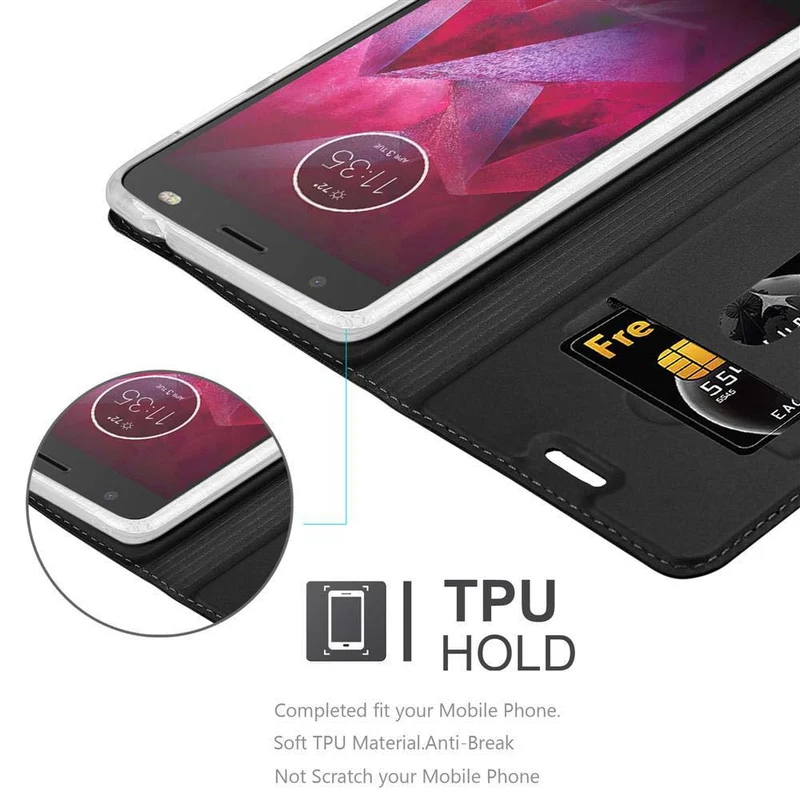 Cadorabo Hülle kompatibel mit Motorola MOTO Z Schutzhülle mit Magnetverschluss, Standfunktion und Kartenfach