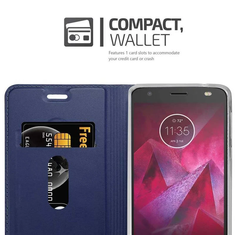 Cadorabo Hülle kompatibel mit Motorola MOTO Z Schutzhülle mit Magnetverschluss, Standfunktion und Kartenfach