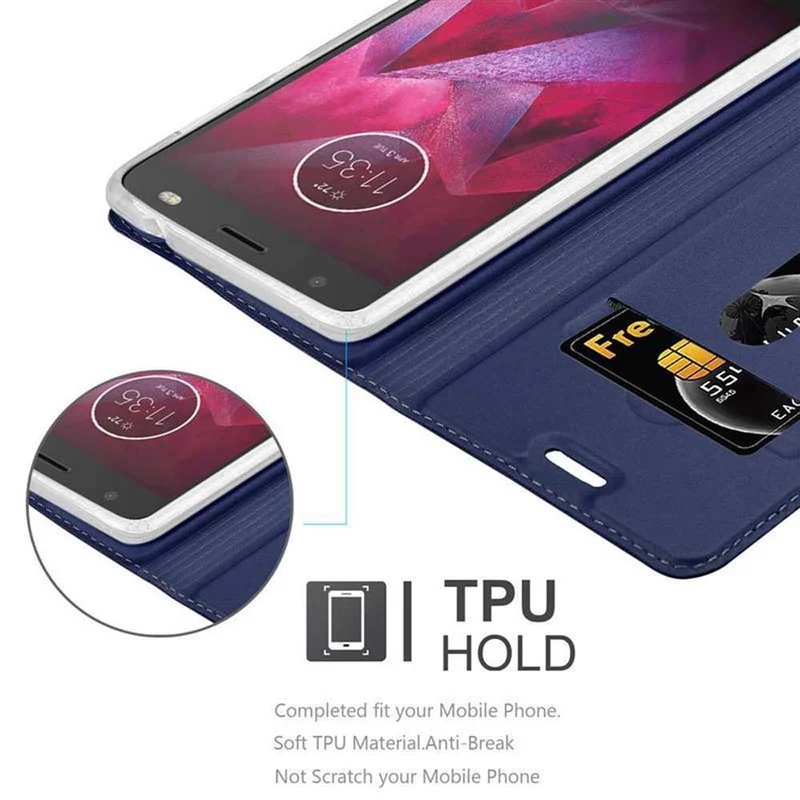 Cadorabo Hülle kompatibel mit Motorola MOTO Z Schutzhülle mit Magnetverschluss, Standfunktion und Kartenfach