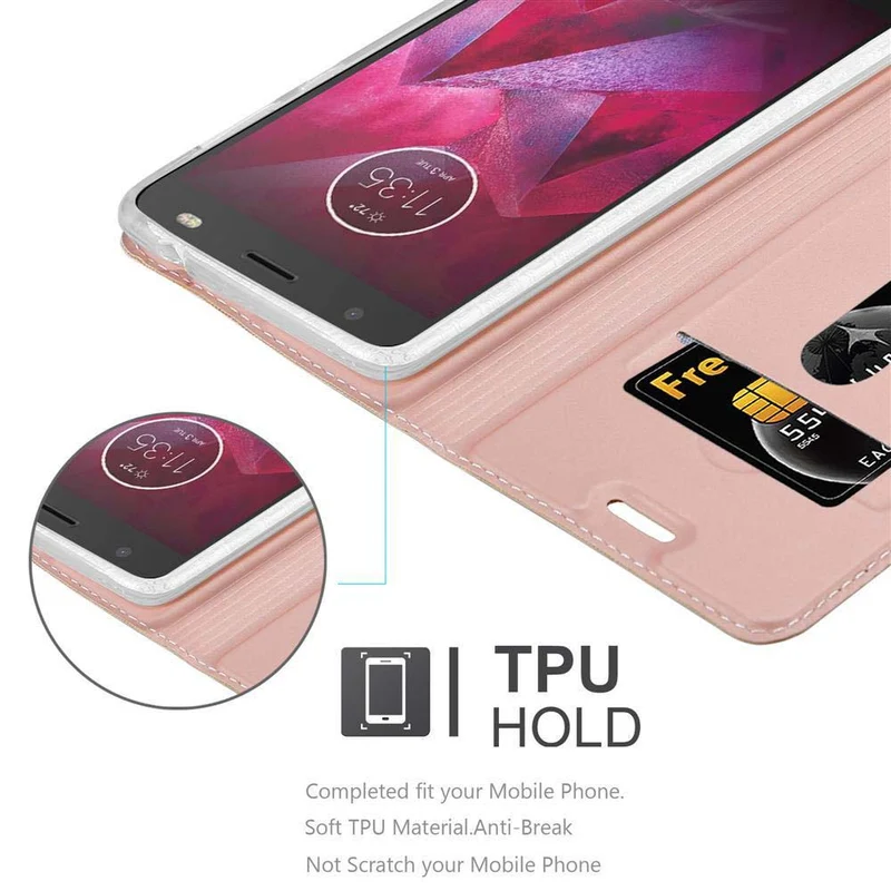 Cadorabo Hülle kompatibel mit Motorola MOTO Z Schutzhülle mit Magnetverschluss, Standfunktion und Kartenfach