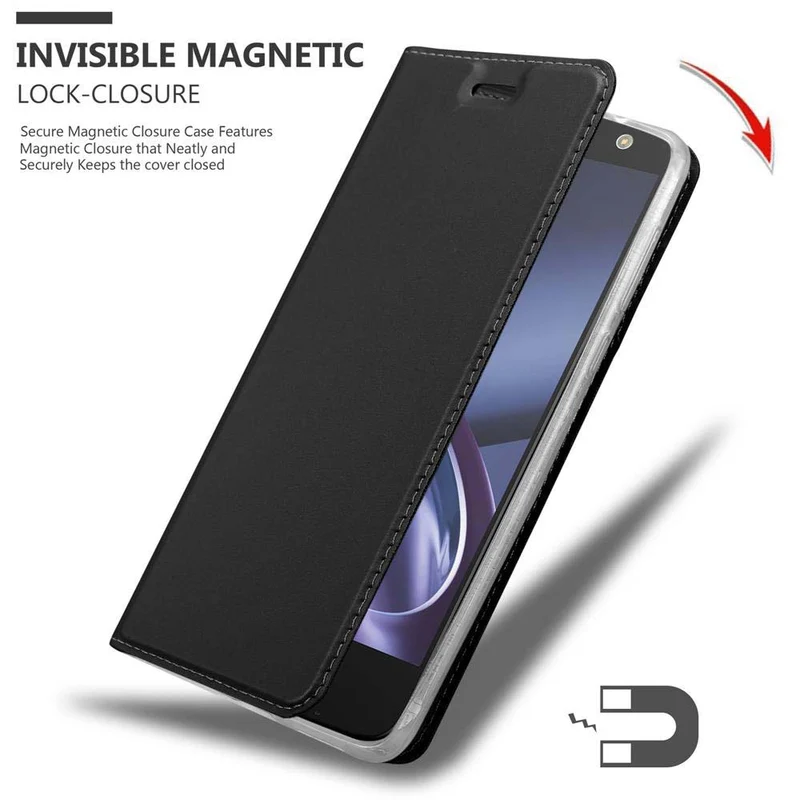 Cadorabo Hülle kompatibel mit Motorola MOTO Z PLAY Schutzhülle mit Magnetverschluss, Standfunktion und Kartenfach
