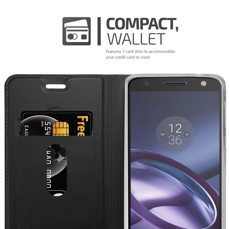 Cadorabo Hülle kompatibel mit Motorola MOTO Z PLAY Schutzhülle mit Magnetverschluss, Standfunktion und Kartenfach