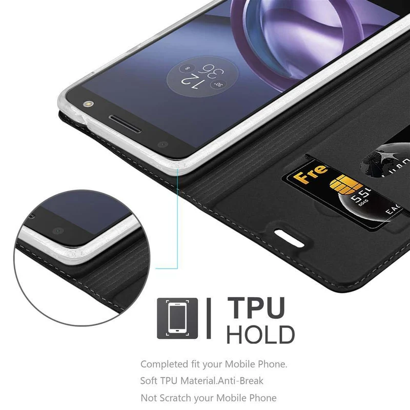 Cadorabo Hülle kompatibel mit Motorola MOTO Z PLAY Schutzhülle mit Magnetverschluss, Standfunktion und Kartenfach