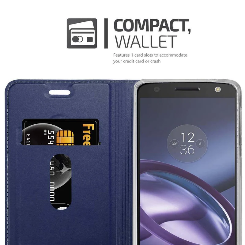 Cadorabo Hülle kompatibel mit Motorola MOTO Z PLAY Schutzhülle mit Magnetverschluss, Standfunktion und Kartenfach