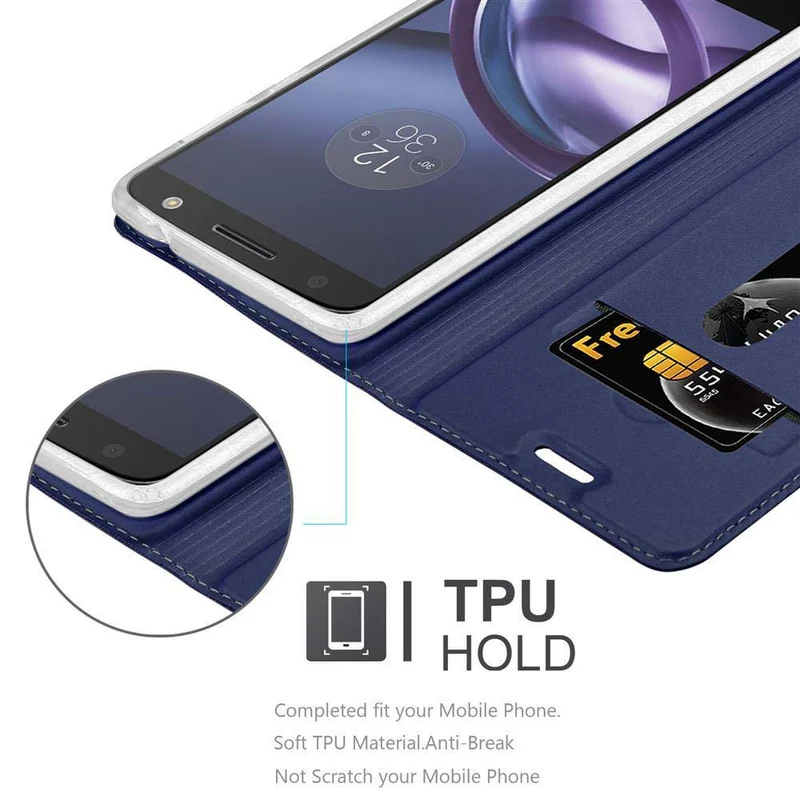 Cadorabo Hülle kompatibel mit Motorola MOTO Z PLAY Schutzhülle mit Magnetverschluss, Standfunktion und Kartenfach