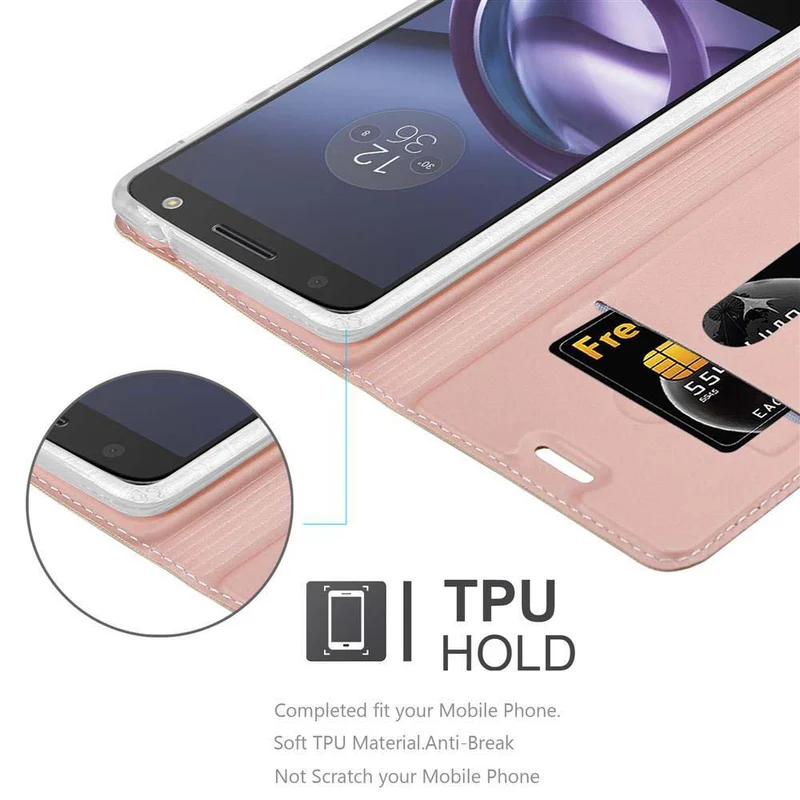 Cadorabo Hülle kompatibel mit Motorola MOTO Z PLAY Schutzhülle mit Magnetverschluss, Standfunktion und Kartenfach