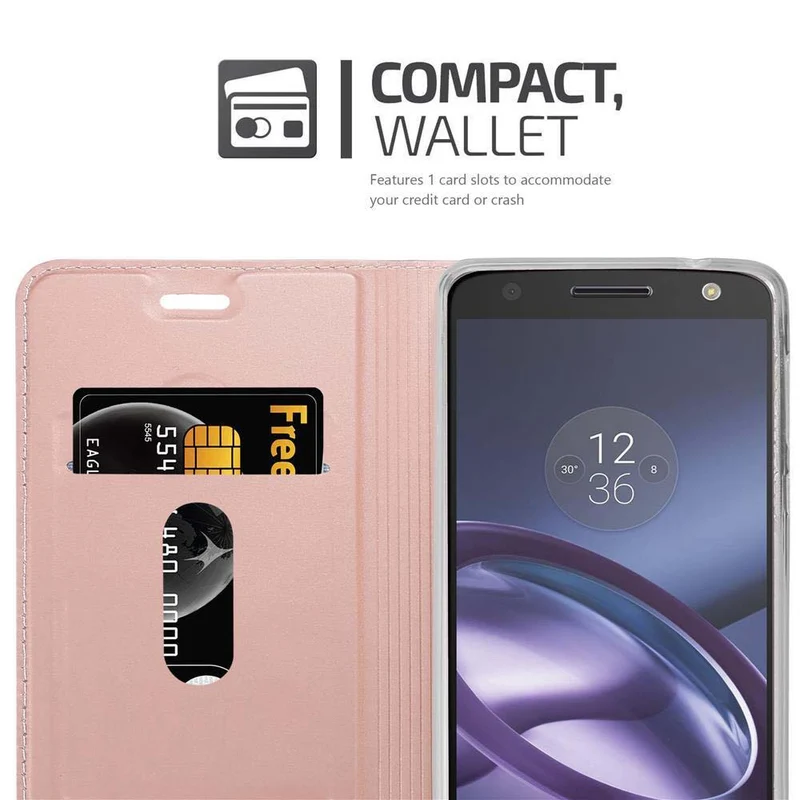 Cadorabo Hülle kompatibel mit Motorola MOTO Z PLAY Schutzhülle mit Magnetverschluss, Standfunktion und Kartenfach