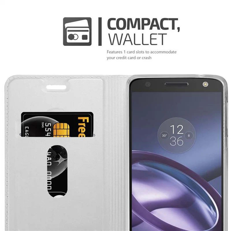 Cadorabo Hülle kompatibel mit Motorola MOTO Z PLAY Schutzhülle mit Magnetverschluss, Standfunktion und Kartenfach