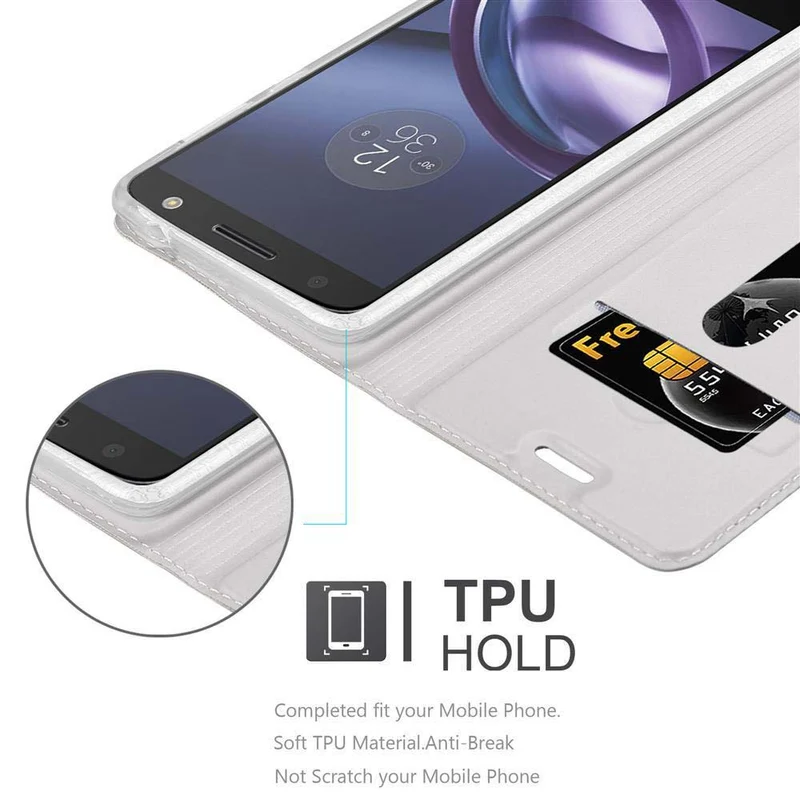 Cadorabo Hülle kompatibel mit Motorola MOTO Z PLAY Schutzhülle mit Magnetverschluss, Standfunktion und Kartenfach