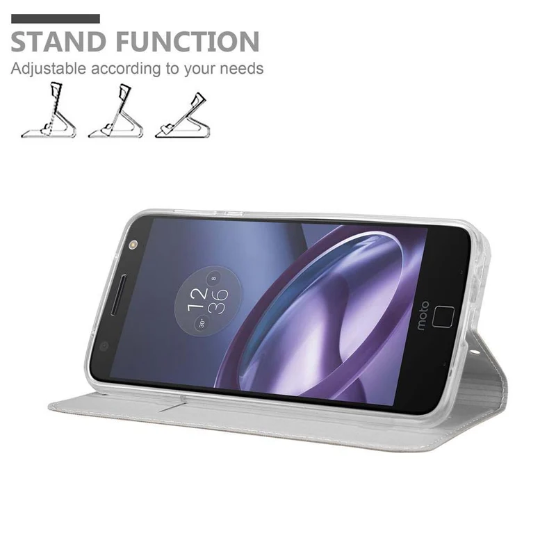 Cadorabo Hülle kompatibel mit Motorola MOTO Z PLAY Schutzhülle mit Magnetverschluss, Standfunktion und Kartenfach
