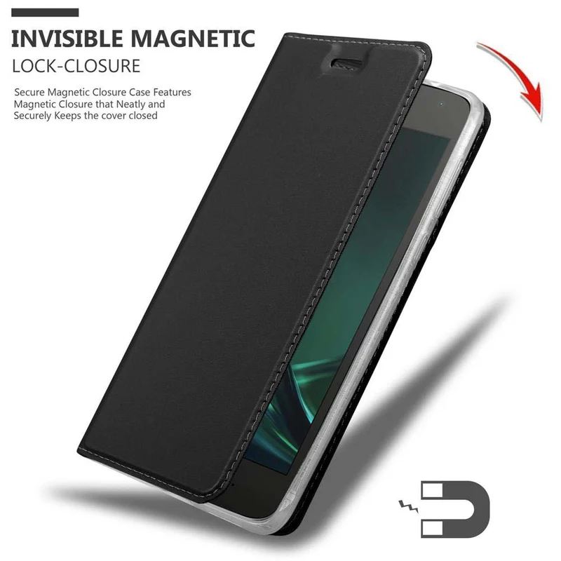 Cadorabo Hülle kompatibel mit Motorola MOTO G4 PLAY Schutzhülle mit Magnetverschluss, Standfunktion und Kartenfach
