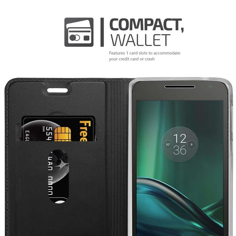 Cadorabo Hülle kompatibel mit Motorola MOTO G4 PLAY Schutzhülle mit Magnetverschluss, Standfunktion und Kartenfach