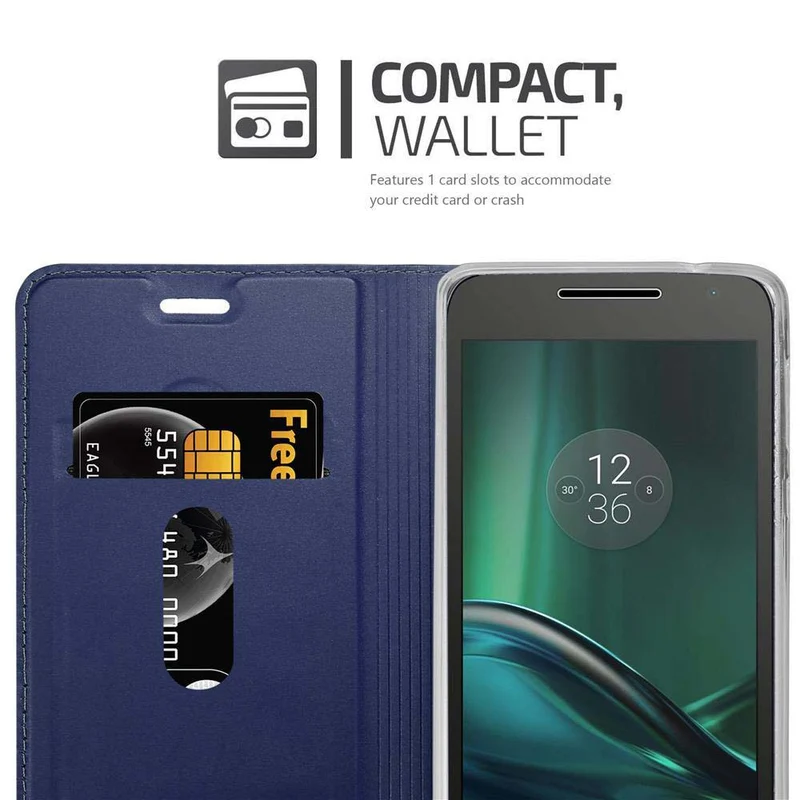Cadorabo Hülle kompatibel mit Motorola MOTO G4 PLAY Schutzhülle mit Magnetverschluss, Standfunktion und Kartenfach