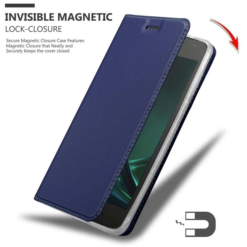Cadorabo Hülle kompatibel mit Motorola MOTO G4 PLAY Schutzhülle mit Magnetverschluss, Standfunktion und Kartenfach