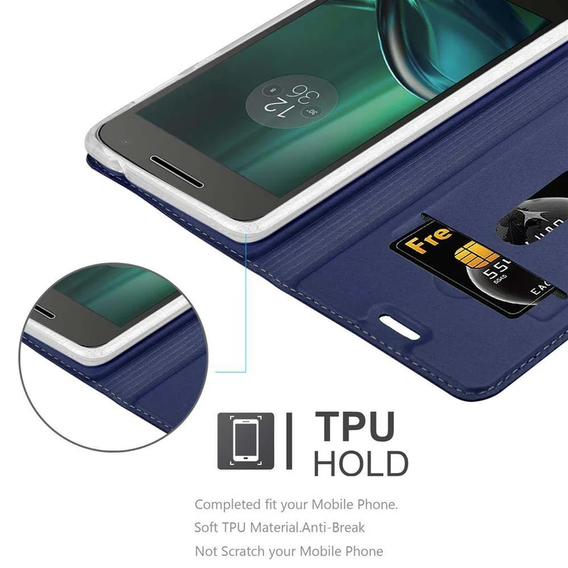 Cadorabo Hülle kompatibel mit Motorola MOTO G4 PLAY Schutzhülle mit Magnetverschluss, Standfunktion und Kartenfach