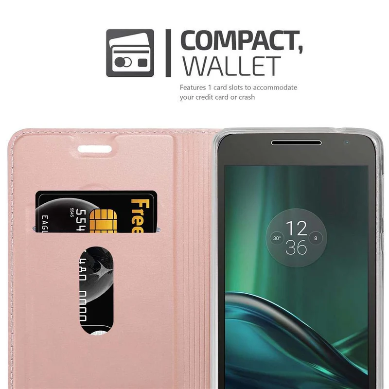 Cadorabo Hülle kompatibel mit Motorola MOTO G4 PLAY Schutzhülle mit Magnetverschluss, Standfunktion und Kartenfach